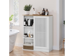 Armario Esquinero - Baño/cocina/salón Con Estantes Ajustables Y Puertas Rejilla - Blanco+roble