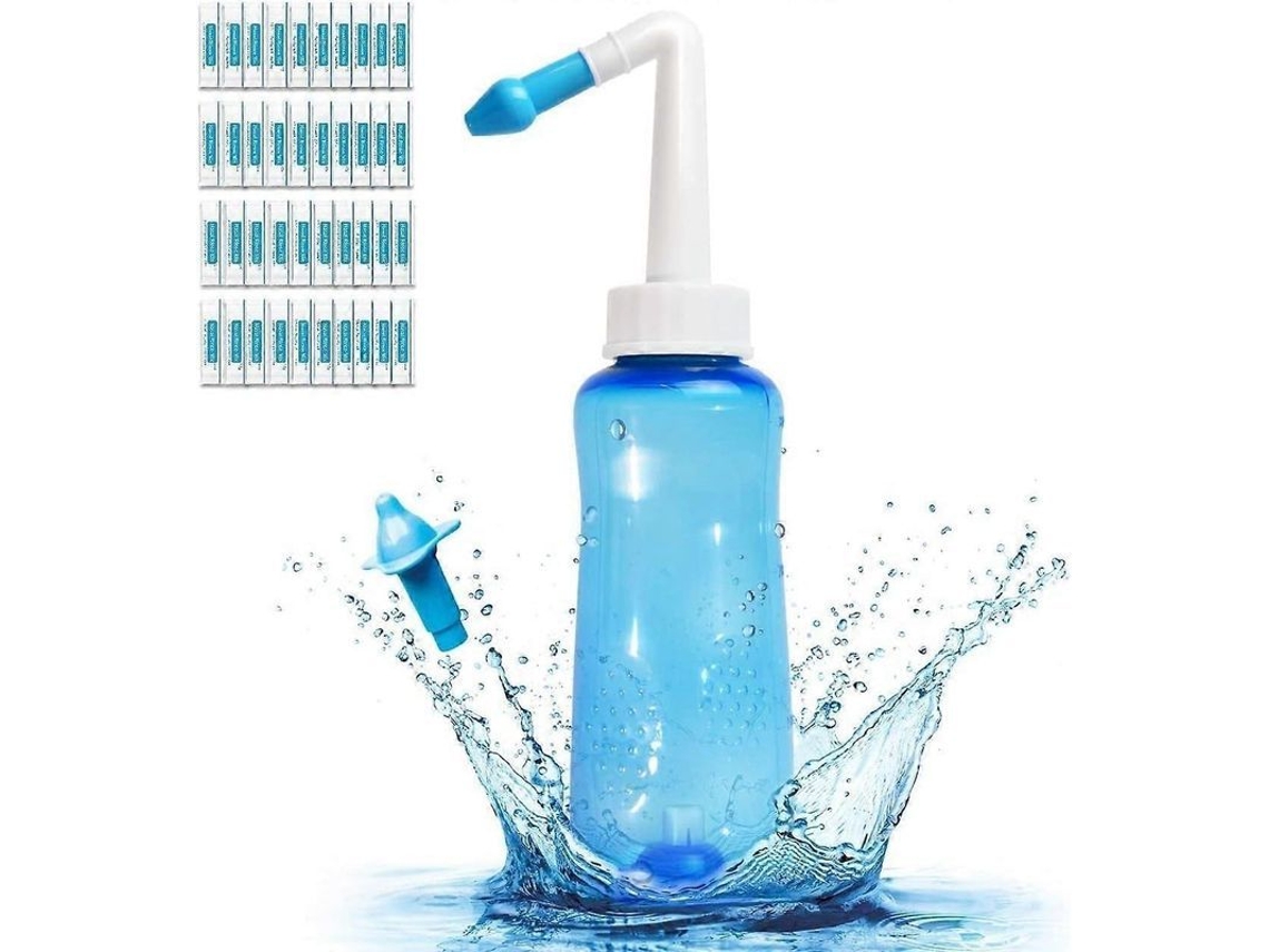 Frasco Para Lavado Nasal, Neti-pot, Para Adultos Y Niños, Sin Bpa, 300 Ml Con 40 Sobres De Sal.