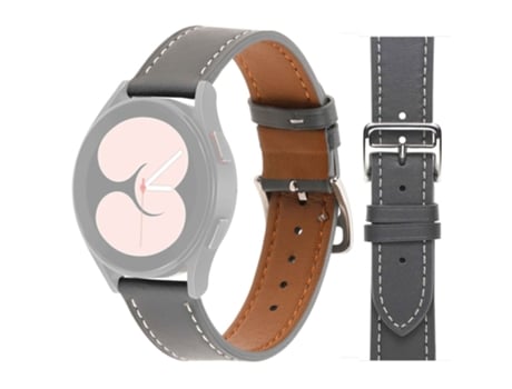 Correa de piel auténtica 20mm para Samsung Galaxy Watch4 40mm/44mm/Garmin Venu 2 Plus - canoso