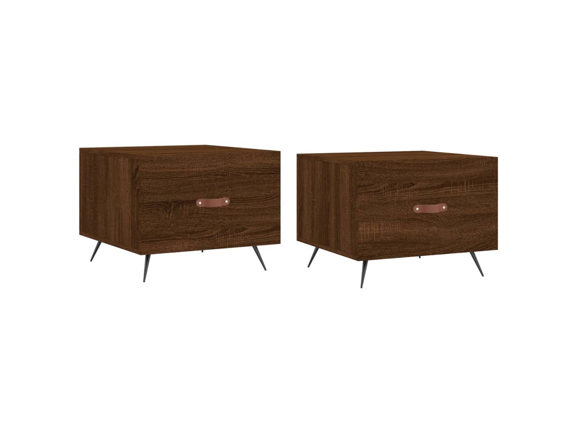 Conjunto de mesa de centro 2 piezas de madera de roble procesado marrón MAISON EXCLUSIVE (50x50x40 cm)