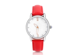 Reloj Analógico De Cuarzo Para Mujer Con Correa De Cuero, Resistente Al Agua Hasta 30 M (rosa Y Rojo).