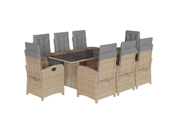 Maison Exclusive - Set Comedor De Jardín 9 Pzas Con Cojines Ratán Sintético Beige