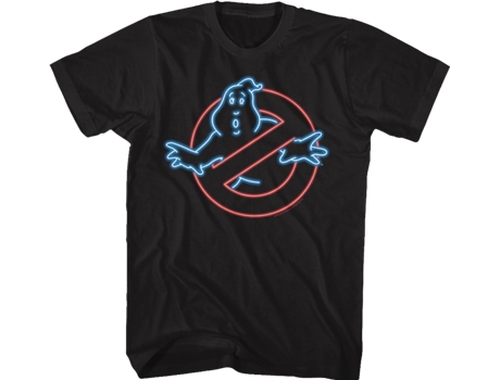 Camiseta Unisexo DEEPSTONE Neon Logo Real Ghostbusters Negro (XL)