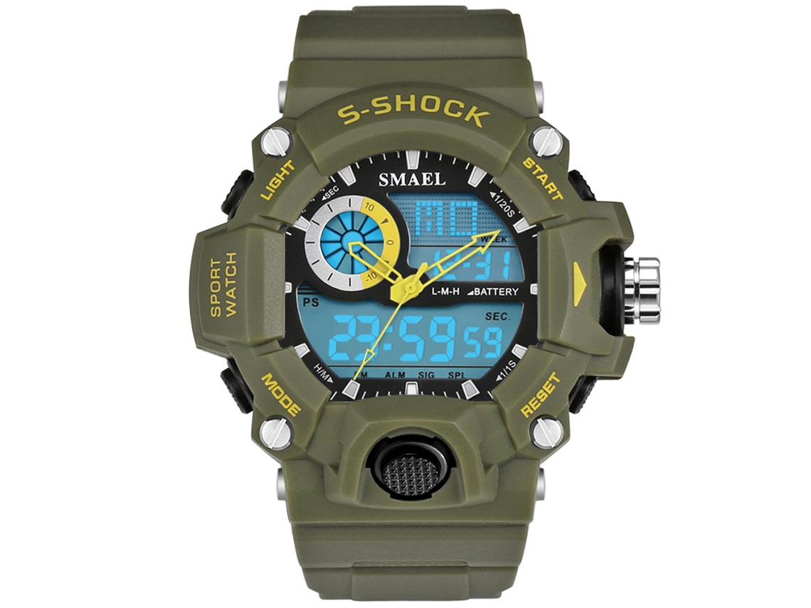 Reloj Deportivo Electrónico Con Led, Resistente Al Agua Hasta 50 M, Para Estudiantes Adolescentes, Color Verde Militar.