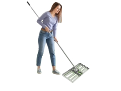 Rastrillo nivelador de césped, acero inoxidable, mango ajustable de 50 a 180 cm, tamaño 75 x 25 cm, ángulo de rotación de 180° OEM