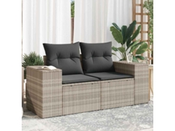 Sofá De Jardín | Sofá De Exterior Con Cojines 2 Plazas Ratán Sintético Gris Claro Wsd268610