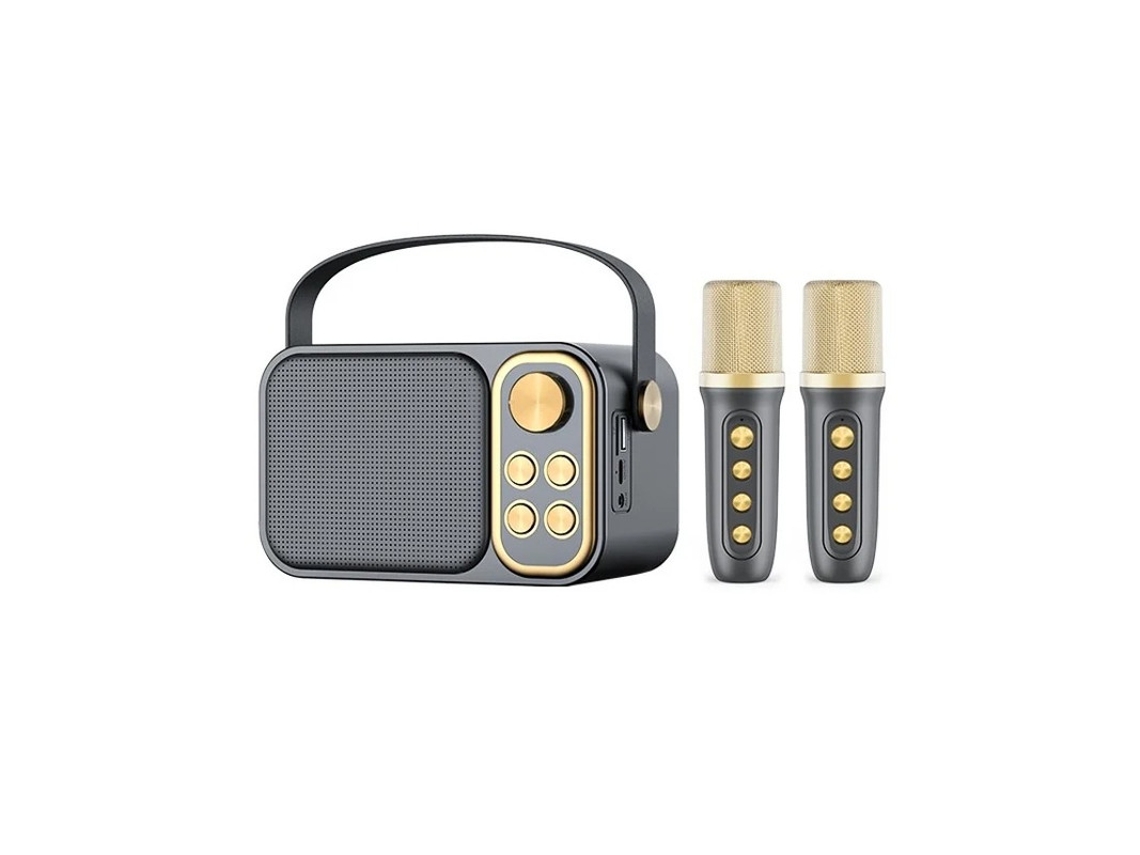 Mini máquina de karaoke para niños y adultos, altavoz Bluetooth portátil con 2 micrófonos inalámbricos, juguetes, regalo de cumpleaños Yizhood