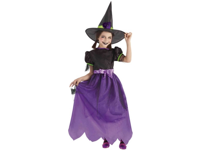 Disfraz de Niña DISFRAZZES Brujita Brillante Morado Y Negro (Talla: 5 a 7 años)