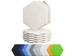 Paineles Acústicos Chrui Poliéster Hexag Autoad 30x26cm 12 Un (beige)