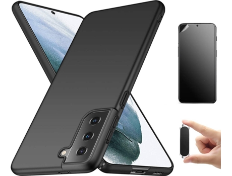 Kit Carcasa, Protector Y Soporte Samsung S21 Plus Ultimatte Turtleshell Negro