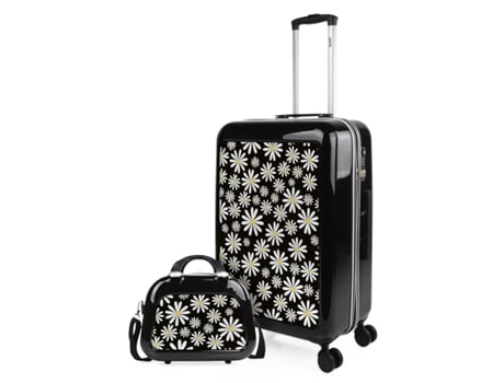 Juego De Maletas Pc SKPAT Niza negro-margaritas (45X68x26 Cm)