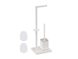 Juego De Baño Relaxdays, Hbt: 67,5 X 20 X 15,5 Cm, Metal, Soporte De Papel Higiénico, Escobilla, Blanco