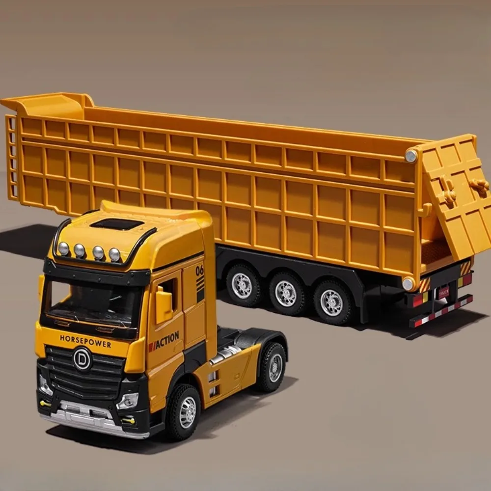 Camión Volquete Extendido (amarillo) 1/50 - Metal Fundido A Presión - Puertas Abiertas - Figura De Modelo