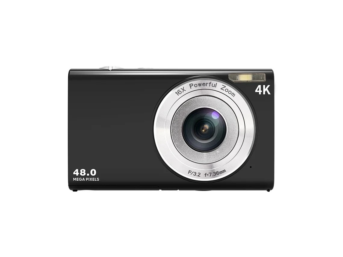 Cámara digital Yizhood 4K, cámara para vlogs con enfoque automático para fotografía, con tarjeta de 32 GB, portátil y compacta de 48 MP (negra)