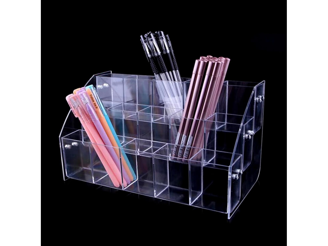 Caja De Almacenamiento De Bolígrafos De Acrílico Transparente Con Diseños Transparentes.