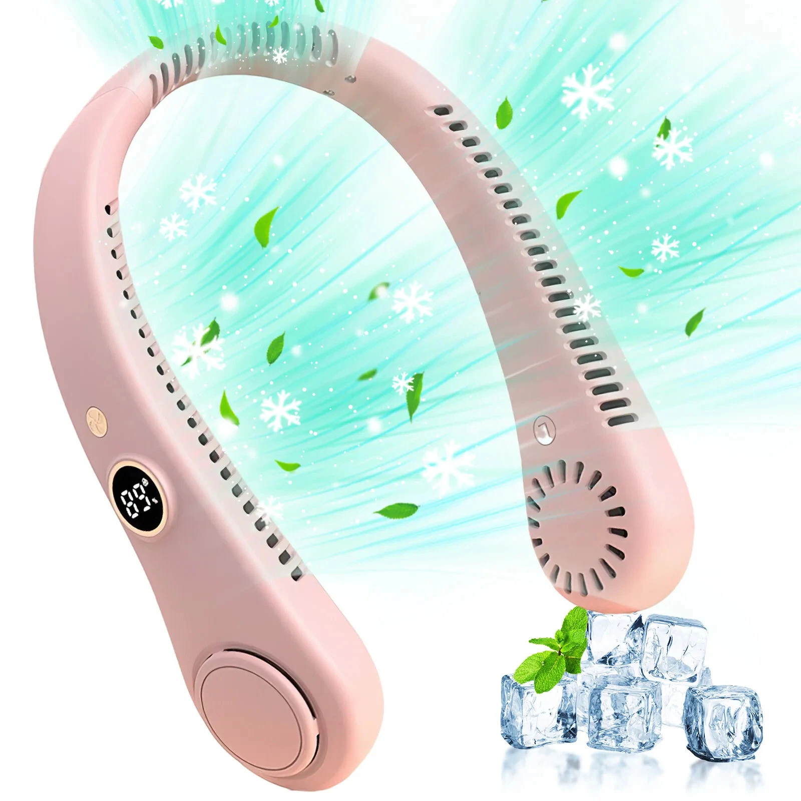 Ventilador De Cuello Chrui Portátil Sin Aspas 5 Velocidades 360° Flujo De Aire Recargablerosa