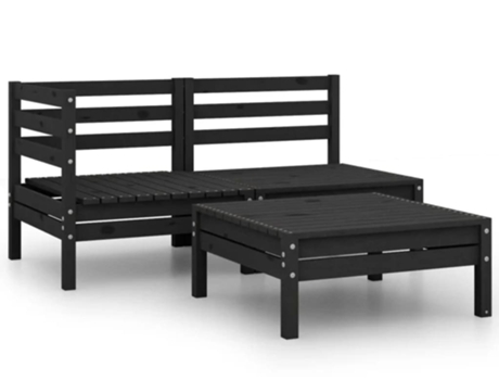 Conjunto 3 Conjunto de muebles de jardín VIDAXL madera maciza pino negro