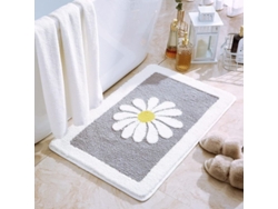 2026-alfombrilla De Baño Flor Blanca, Suave Peluda Fibra Ultrafina Antideslizante, Lavable A Máquina (gris)