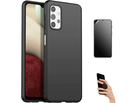 Kit Carcasa Y Protector Samsung A32 5G Ultimatte Turtleshell Y Popsocket Negro
