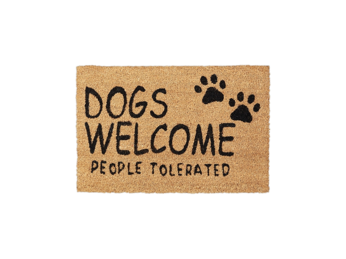 Relaxdays Felpudo Entrada Casa Perros, Alfombrilla Puerta, Coco Y Goma, 60x40 Cm, Tapete Welcome, Marrón Natural