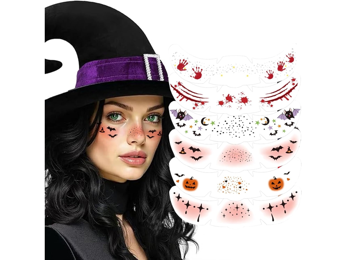 Pegatinas De Pecas Resistentes Al Agua Para Halloween, Tatuaje Facial Realista.