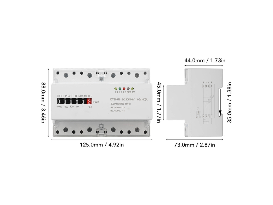 2026as-contador De Energía Trifásico 4 Hilos Din Rail 5-100a 230v 400v Medidor De Consumo Eléctrico Kwh