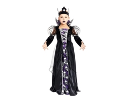 Disfraz de Reina Calavera oscura con corona para niña y adolescente