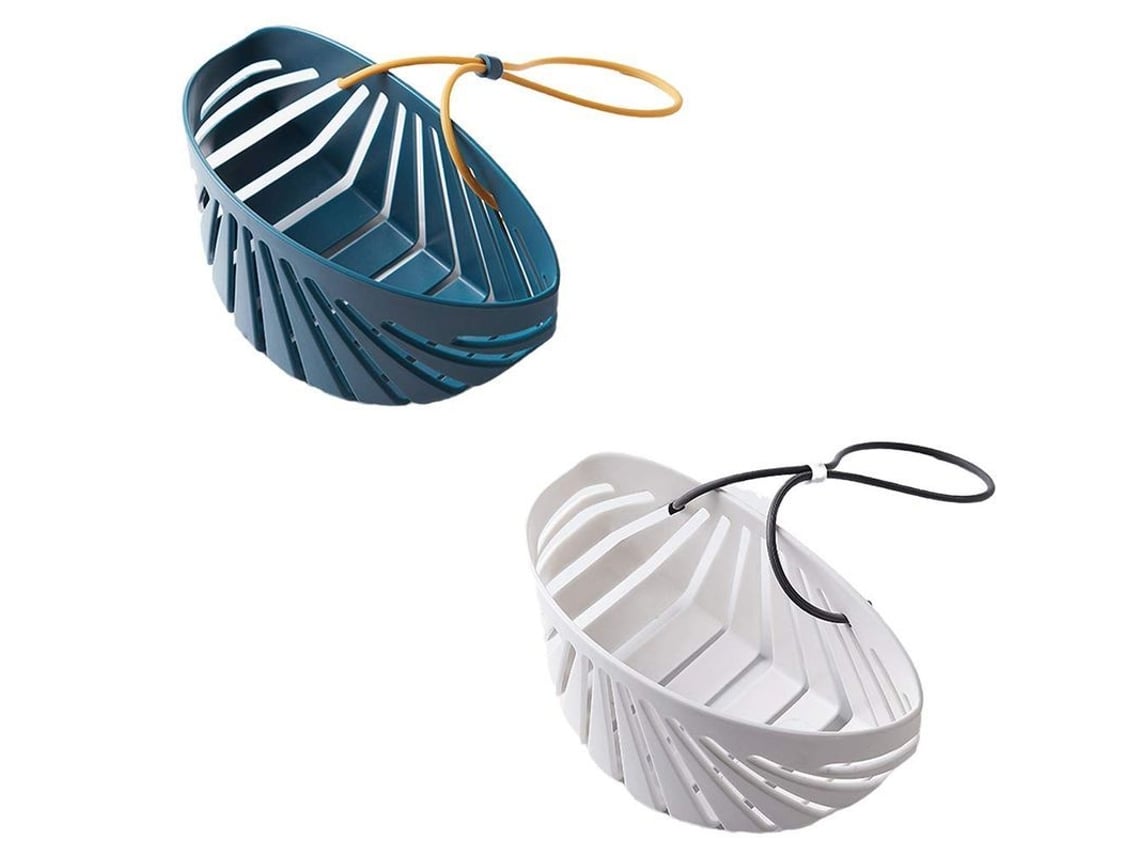 2026-31159-estanteria Colgante Para Fregadero De Cocina Con Drenaje Organizador De Esponjas Jabon 2 Piezas Azul Blanco