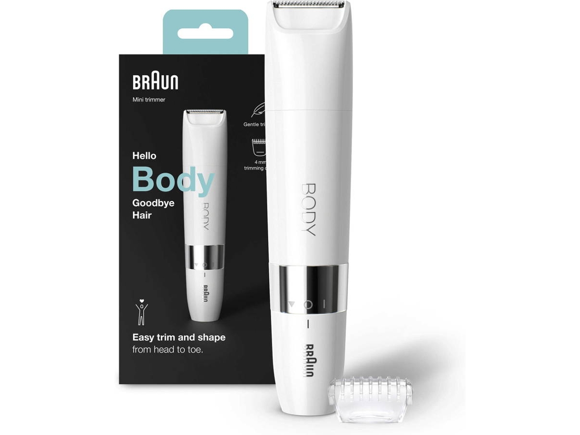 Depiladora Mini Braun bodygroom bs1000 secomojado recortadora body corporal afeitadora unix para mujer hombre con peine ingles axilas pecho uso en mojado blanco zonas delicadas cuidado personal cortapelos resistente al agua