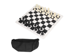 Juego De Ajedrez Internacional De Plástico Con Tablero Y Bolsa De Almacenamiento, Blanco Y Negro.