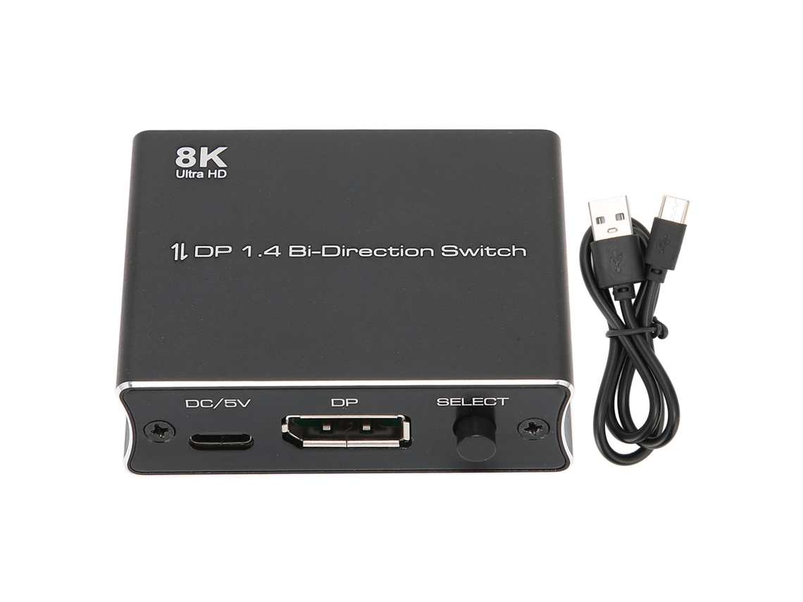 Conmutador Bidireccional Dp 1.4 2x1/1x2 8k30hz 4k120hz 1080p240hz Material De Aleación De Aluminio