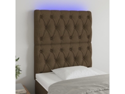 Cabecero Con Luces Led Tela Marrón Oscuro 80x7x118/128 Cm