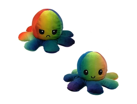 Simulación Suave de Doble Cara Feliz Triste Enojado Muñeco de Pulpo de Peluche de Juguete Colores Del Arcoiris