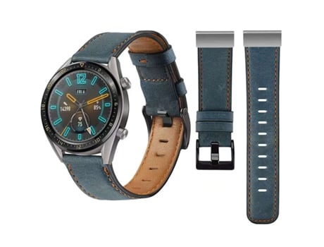 Correa Classic Vintage em Pele Ecológico Garmin Fenix 7 Sapphire Solar Edition Azul