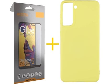 Kit Funda + Protector de Pantalla Samsung Galaxy S21 + Plus ACCETEL Full (Amarillo)