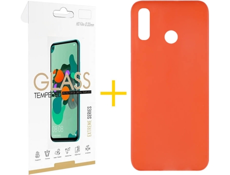 Kit Funda + Protector de Pantalla Huawei P Smart 2019 SKYHE Liso 4 Rojo