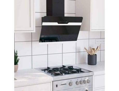 vidaXL Campana extractora pared acero y vidrio templado negro 60 cm