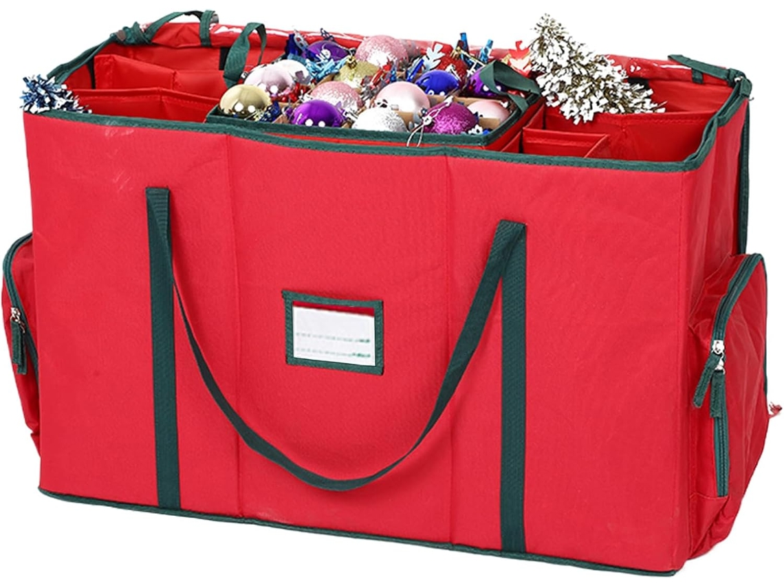 Adornos navideños, bolsas para guardar árboles de Navidad, adornos, bolas, cintas, adornos, figuras y guirnaldas. I Slowmoose