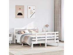 Estructura De Cama Con Cabecero Sin Colchón Blanco 140x200 Cm