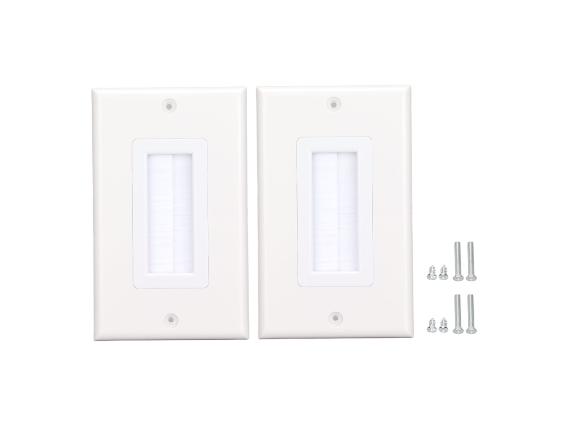 Placa De Pared De Abs Con Cepillos, A Prueba De Polvo Para La Gestión De Cables Hdmi Y De Tv Hd.