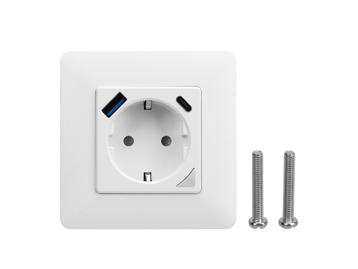 Enchufe inteligente con Wi-Fi, control remoto mediante aplicación y carga rápida USB.