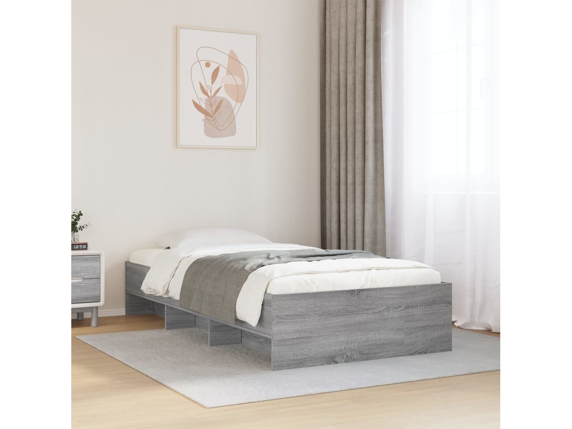 Estructura De Cama Madera De Ingeniería Gris Sonoma 75x190 Cm