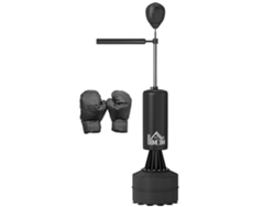 Saco de boxeo vertical con pelota de reflejos de velocidad, 155-205 cm, negro.