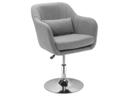 Sillón Giratorio De 360°, Altura Regulable, Respaldo, Reposabrazos, Cojín Gris.