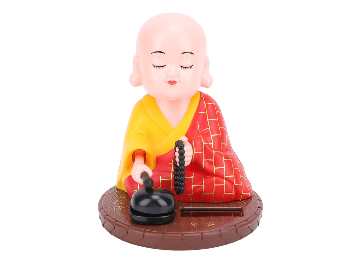 Baok - Figura pequeña de monje solar con adorno de movimiento automático para decoración de panel de automóvil u oficina - Rojo