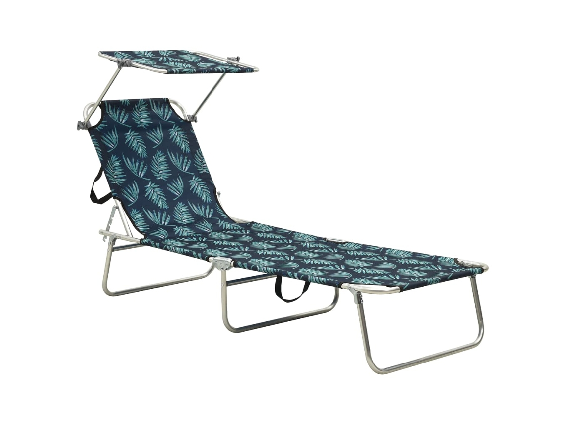 Tumbona plegable con toldo de acero y hojas estampadas, DKD HOME DECOR