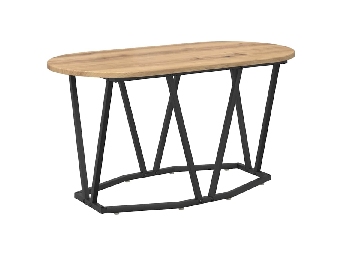 Mesa de centro HARLANV1 de 80x40x40,5 cm, fabricada en roble trabajado a mano.