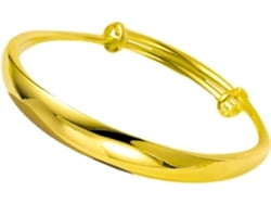 Pulseira Grossa E Lisa Em Latão Banhado A Ouro, Joia Feminina Simples, Estilo Bracelete, Acessório Elegante Para Casamento.