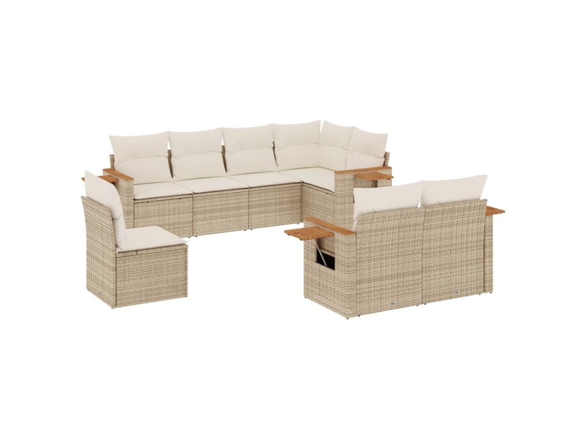 Conjunto 8 de sofás de jardín con cojines beige VIDAXL ratán PE