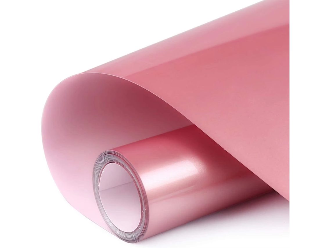 Rollo de vinilo de transferencia térmica, apto para prensado térmico, planchable, fácil de cortar y quitar (oro rosa, 30 x 304 cm)